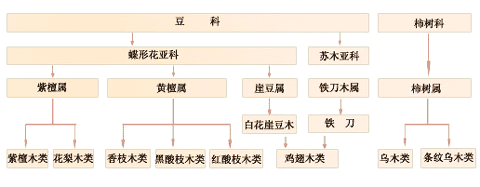 紅木國(guó)標(biāo)五屬八類33樹(shù)種示例圖,國(guó)家標(biāo)準(zhǔn)5屬8類33種